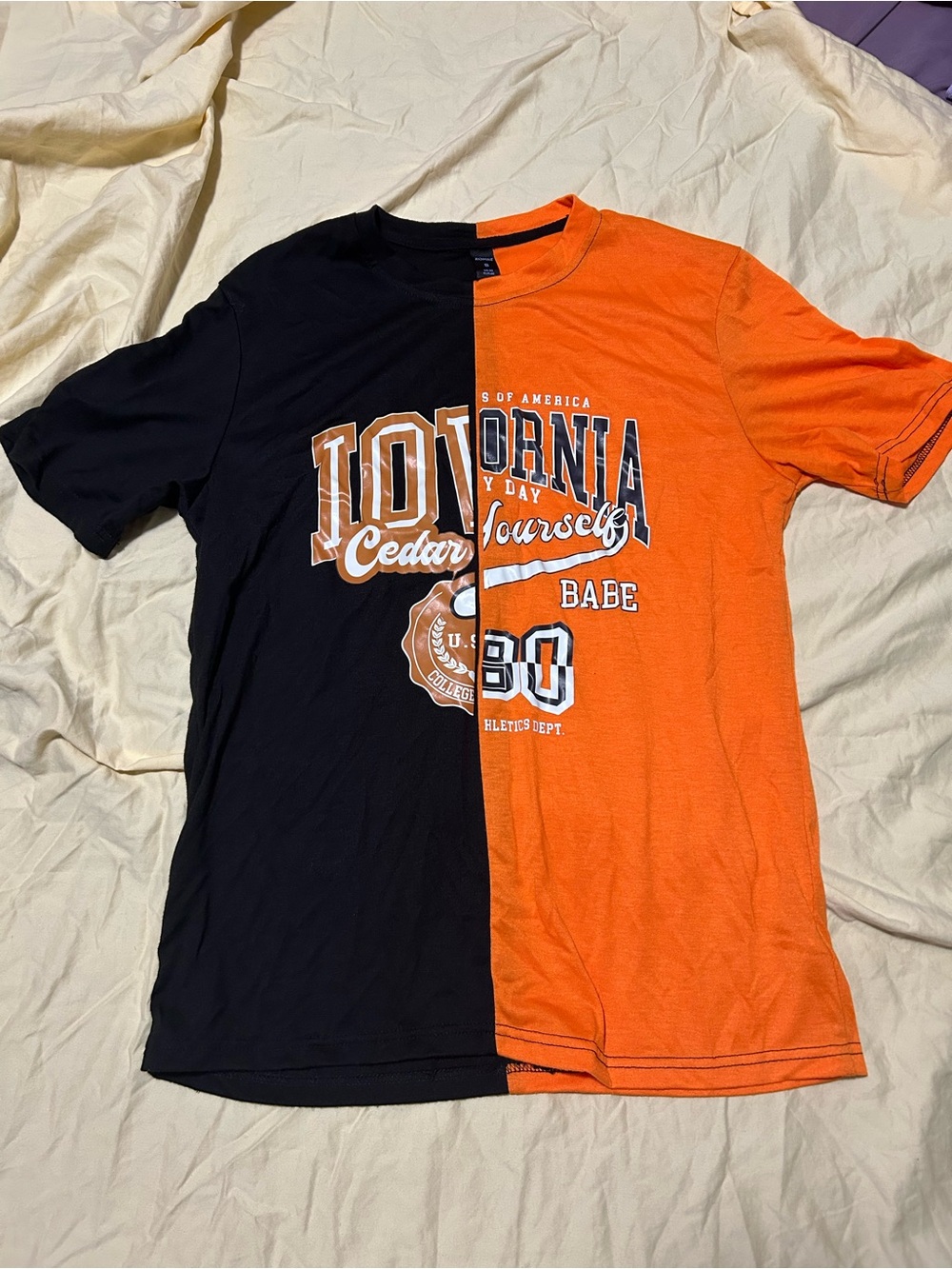 Split Black & Orange Graphic T-Shirt